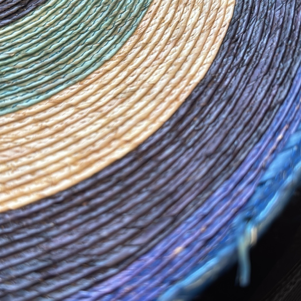Vintage Round Natural Straw Blue & Purple Beachy Bag - Picture 11 of 14